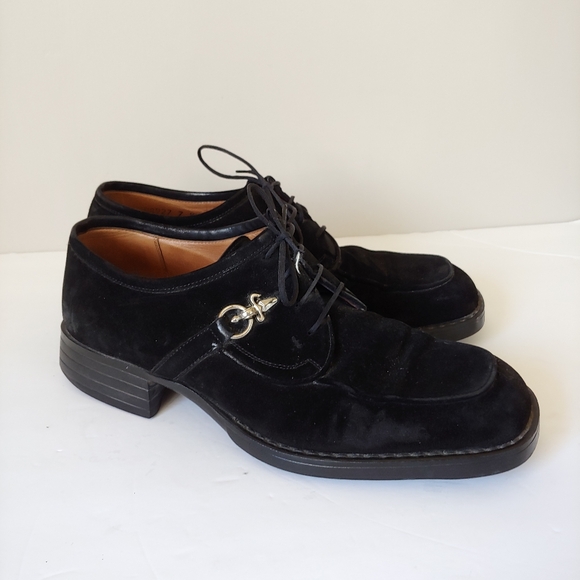 Cesare Paciotti Suede Lace Up Oxfords Loafers Black Size 7 - Picture 4 of 16